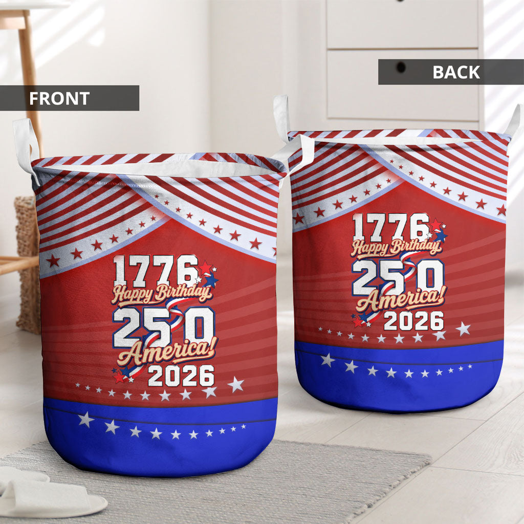 America Turns 250 I Turn 50 Laundry Basket Patriotic Eagle Flag Birthday Stars Stripes