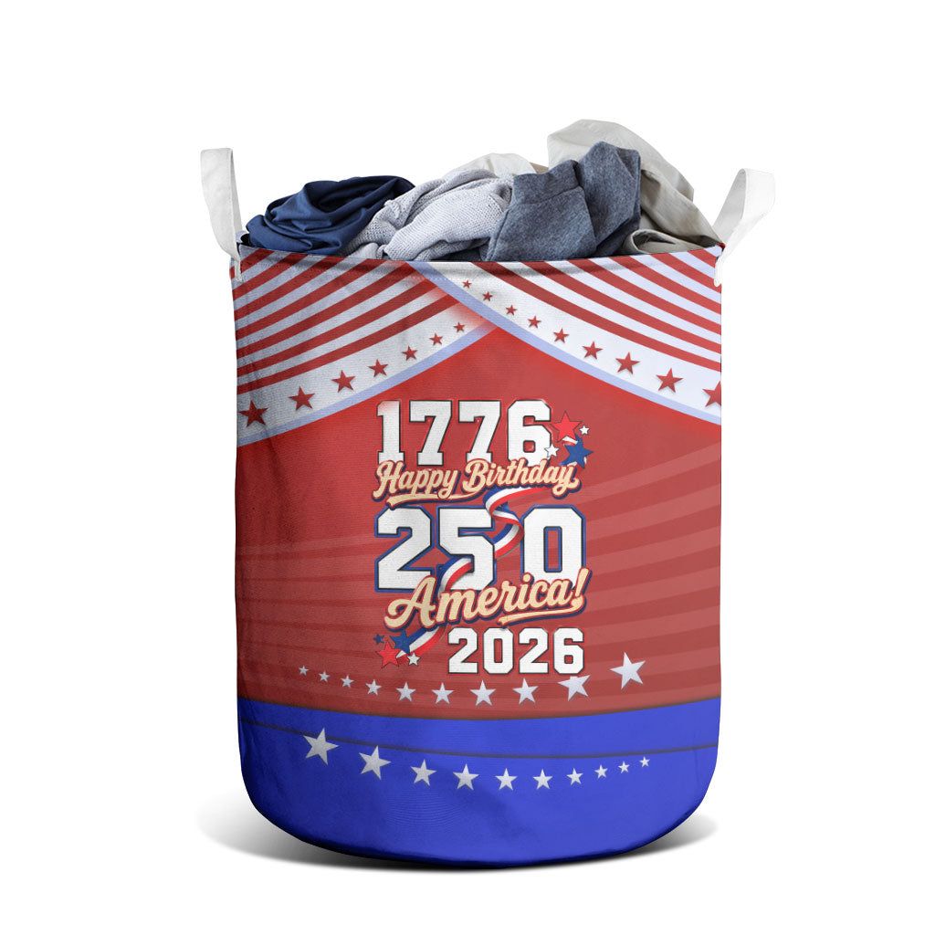 America Turns 250 I Turn 50 Laundry Basket Patriotic Eagle Flag Birthday Stars Stripes