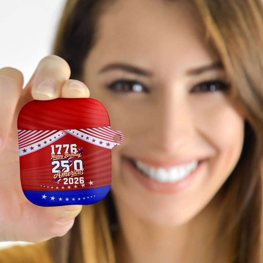 America Turns 250 I Turn 50 AirPods Case Patriotic Eagle Flag Birthday Stars Stripes