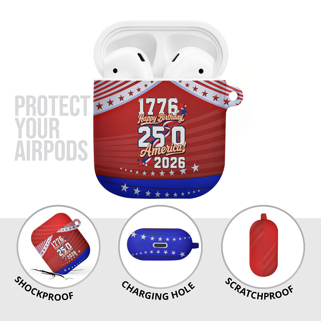 America Turns 250 I Turn 50 AirPods Case Patriotic Eagle Flag Birthday Stars Stripes