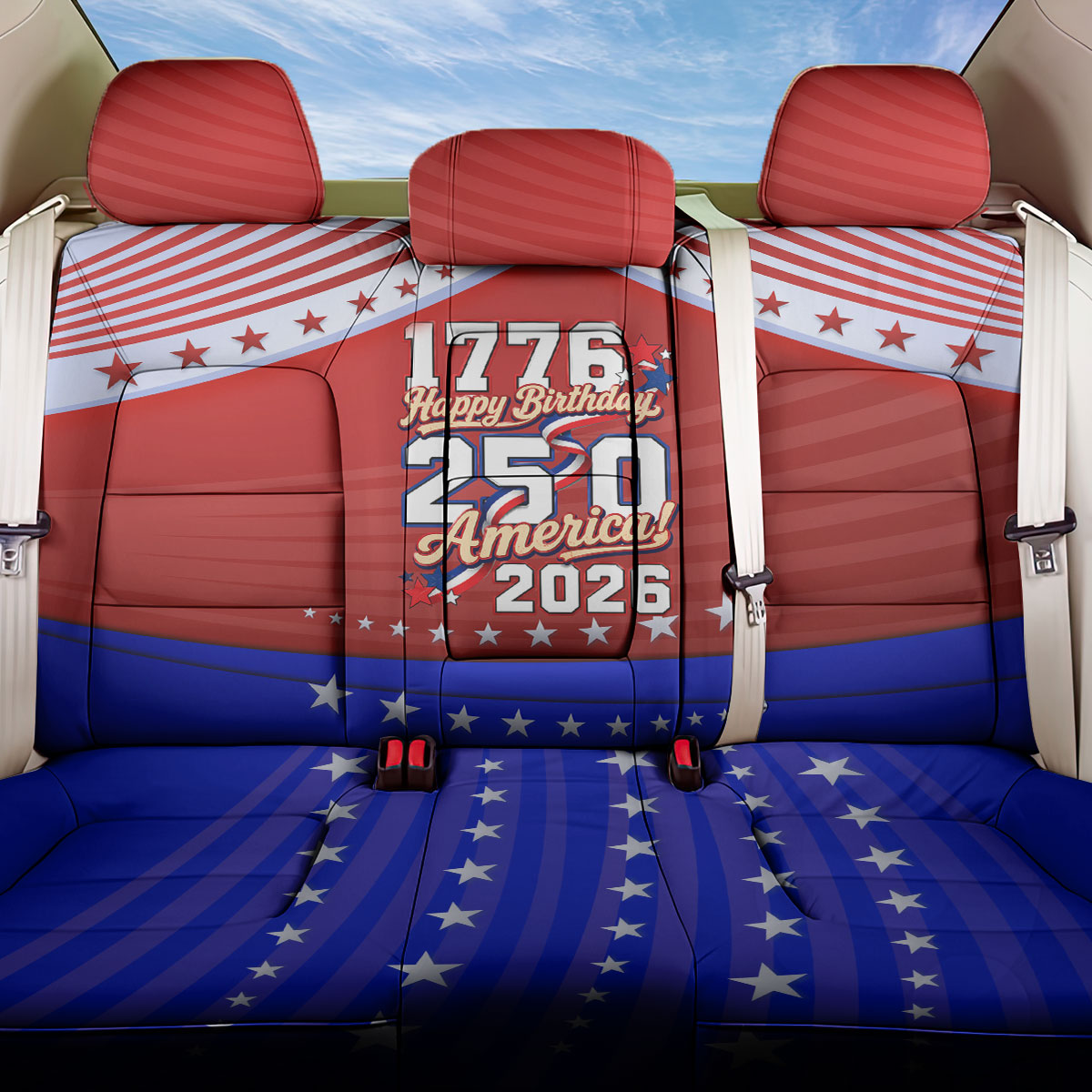 America Turns 250 I Turn 50 Back Car Seat Cover Patriotic Eagle Flag Birthday Stars Stripes