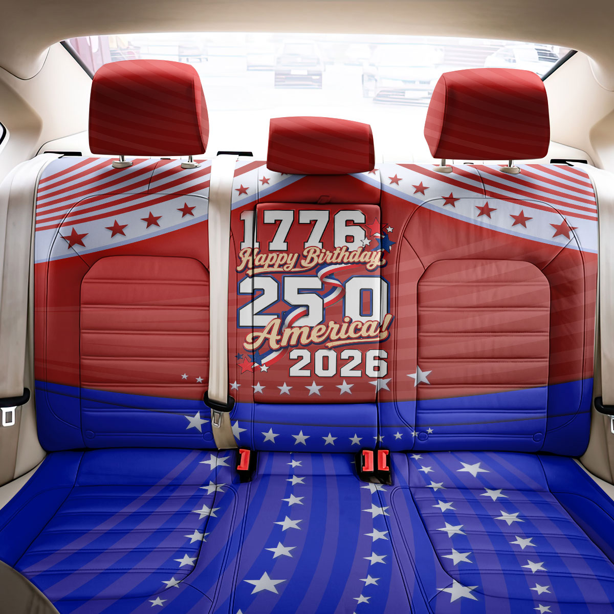 America Turns 250 I Turn 50 Back Car Seat Cover Patriotic Eagle Flag Birthday Stars Stripes
