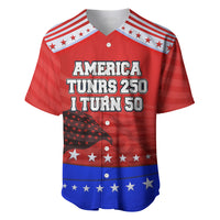 America Turns 250 I Turn 50 Baseball Jersey Patriotic Eagle Flag Birthday Stars Stripes