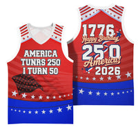 America Turns 250 I Turn 50 Basketball Jersey Patriotic Eagle Flag Birthday Stars Stripes