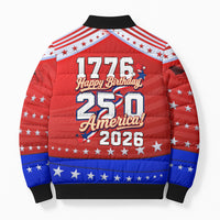 America Turns 250 I Turn 50 Bomber Puffer Jacket Patriotic Eagle Flag Birthday Stars Stripes