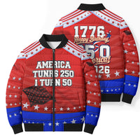 America Turns 250 I Turn 50 Bomber Puffer Jacket Patriotic Eagle Flag Birthday Stars Stripes