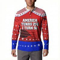 America Turns 250 I Turn 50 Button Sweatshirt Patriotic Eagle Flag Birthday Stars Stripes