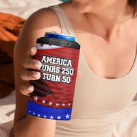 America Turns 250 I Turn 50 4 in 1 Can Cooler Tumbler Patriotic Eagle Flag Birthday Stars Stripes