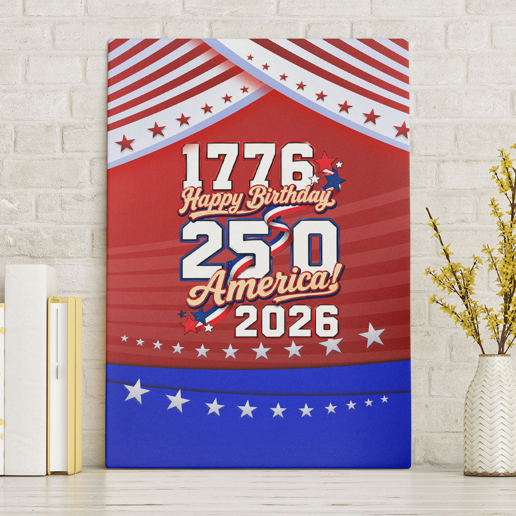 America Turns 250 I Turn 50 Canvas Wall Art Patriotic Eagle Flag Birthday Stars Stripes