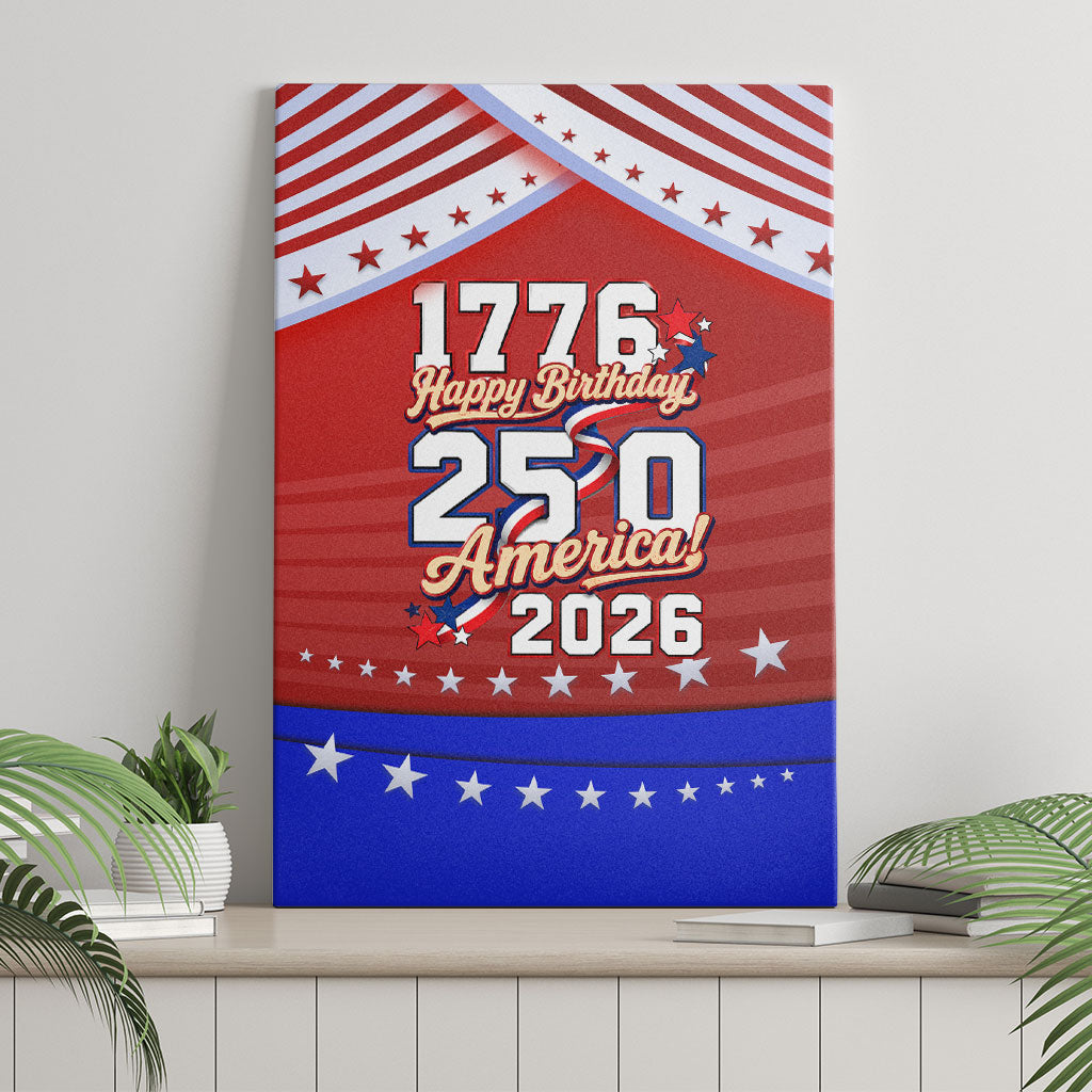 America Turns 250 I Turn 50 Canvas Wall Art Patriotic Eagle Flag Birthday Stars Stripes