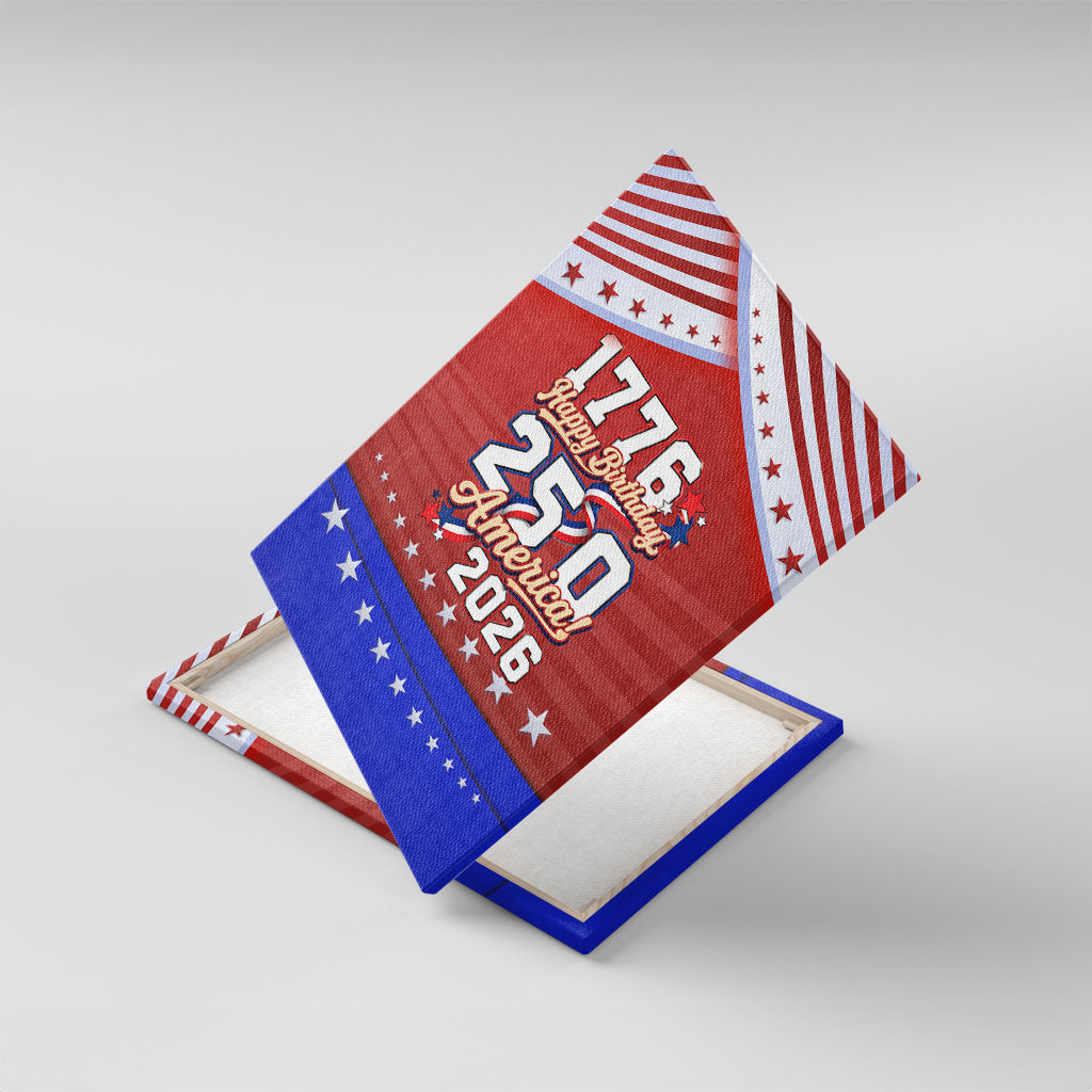 America Turns 250 I Turn 50 Canvas Wall Art Patriotic Eagle Flag Birthday Stars Stripes