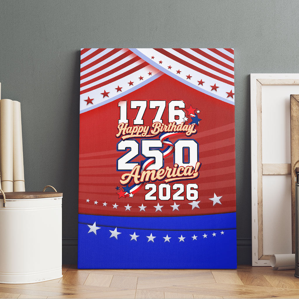 America Turns 250 I Turn 50 Canvas Wall Art Patriotic Eagle Flag Birthday Stars Stripes