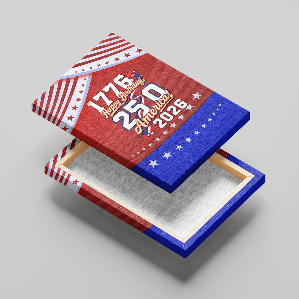 America Turns 250 I Turn 50 Canvas Wall Art Patriotic Eagle Flag Birthday Stars Stripes