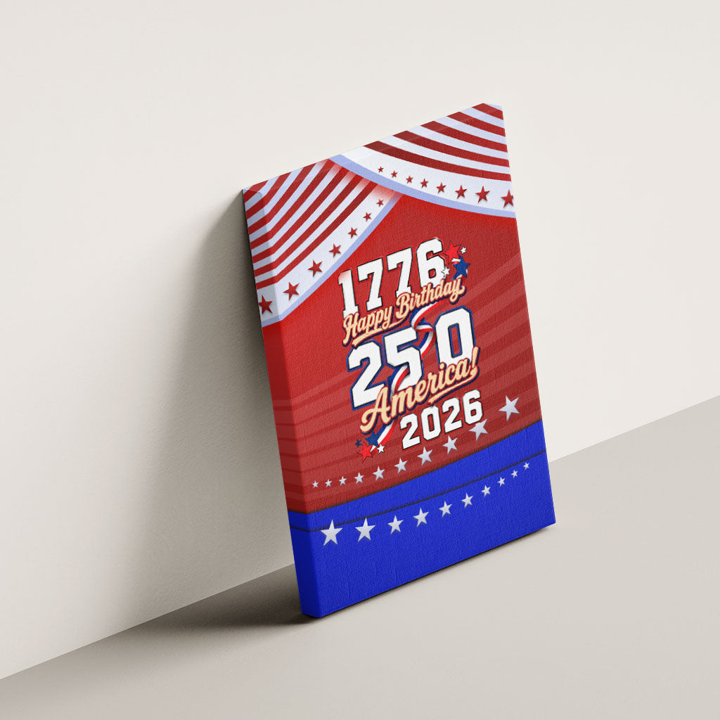 America Turns 250 I Turn 50 Canvas Wall Art Patriotic Eagle Flag Birthday Stars Stripes