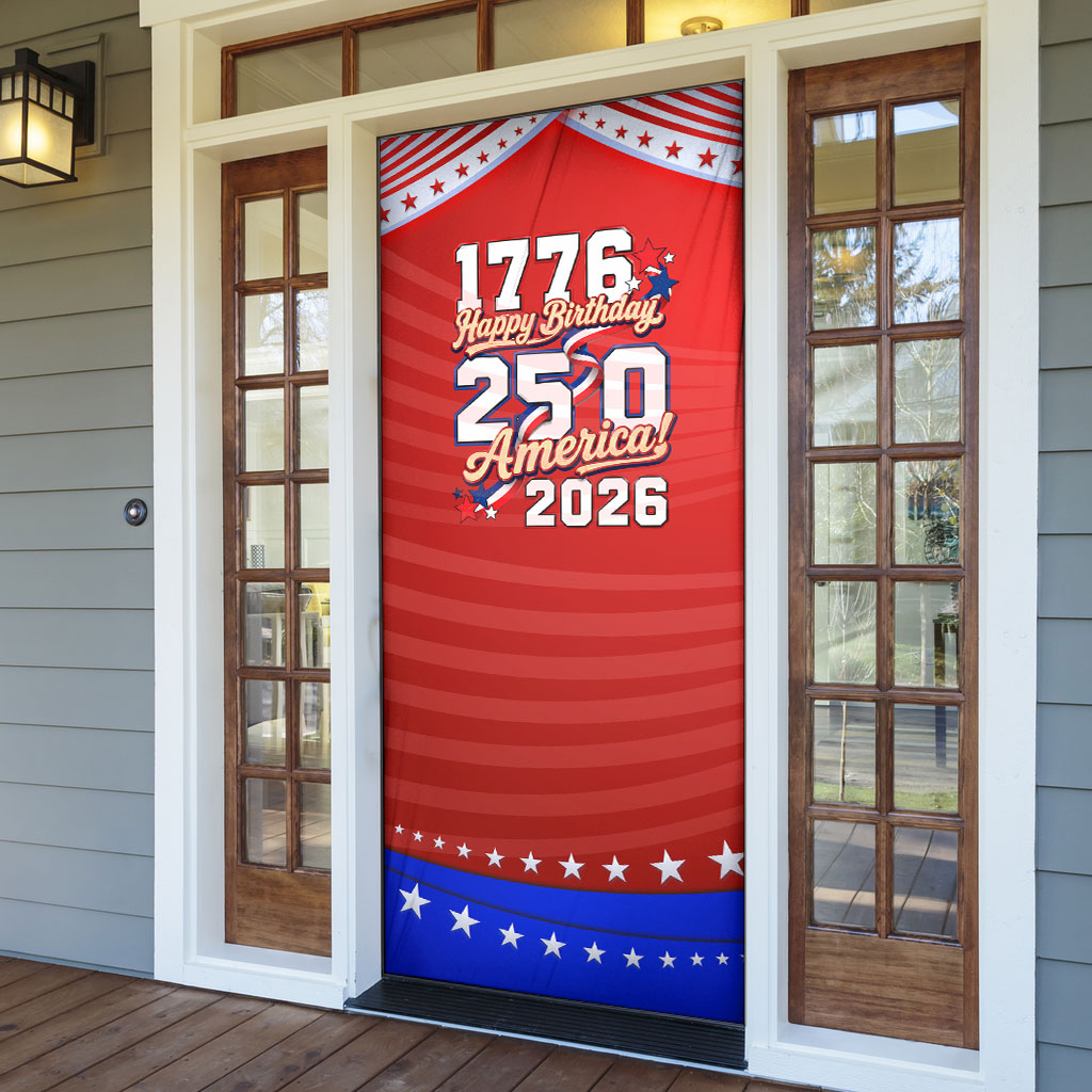 America Turns 250 I Turn 50 Door Cover Patriotic Eagle Flag Birthday Stars Stripes