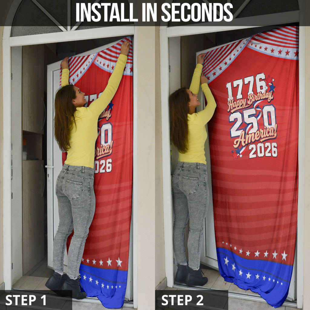 America Turns 250 I Turn 50 Door Cover Patriotic Eagle Flag Birthday Stars Stripes