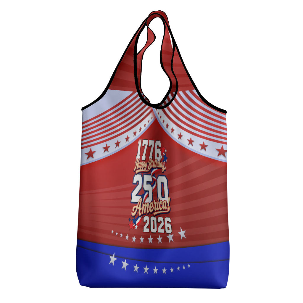 America Turns 250 I Turn 50 Grocery Bag Patriotic Eagle Flag Birthday Stars Stripes
