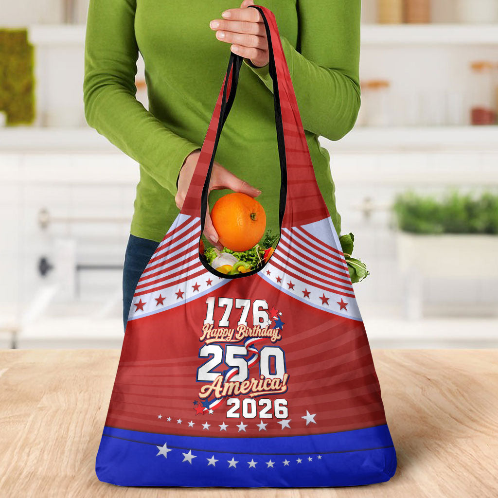 America Turns 250 I Turn 50 Grocery Bag Patriotic Eagle Flag Birthday Stars Stripes