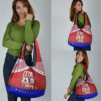 America Turns 250 I Turn 50 Grocery Bag Patriotic Eagle Flag Birthday Stars Stripes