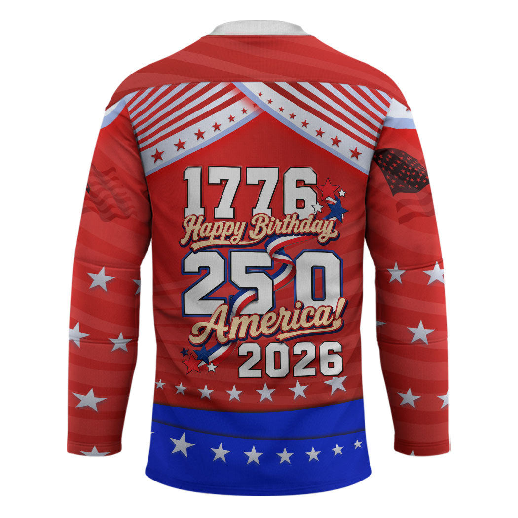 America Turns 250 I Turn 50 Hockey Jersey Patriotic Eagle Flag Birthday Stars Stripes