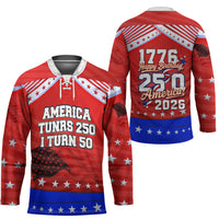 America Turns 250 I Turn 50 Hockey Jersey Patriotic Eagle Flag Birthday Stars Stripes