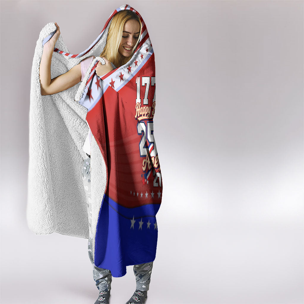 America Turns 250 I Turn 50 Hooded Blanket Patriotic Eagle Flag Birthday Stars Stripes