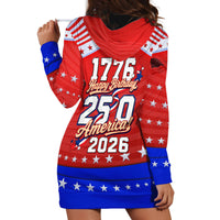 America Turns 250 I Turn 50 Hoodie Dress Patriotic Eagle Flag Birthday Stars Stripes