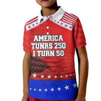 America Turns 250 I Turn 50 Kid Polo Shirt Patriotic Eagle Flag Birthday Stars Stripes