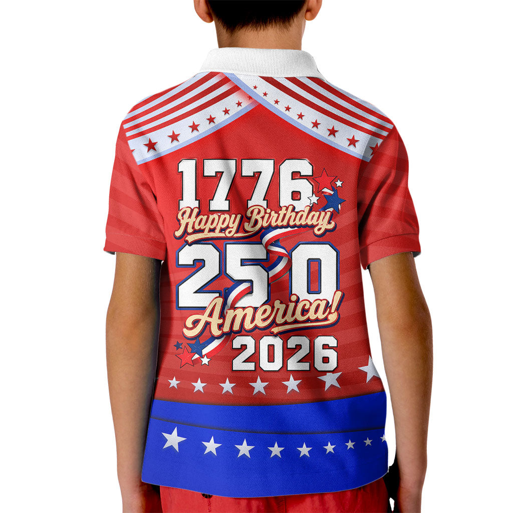 America Turns 250 I Turn 50 Kid Polo Shirt Patriotic Eagle Flag Birthday Stars Stripes