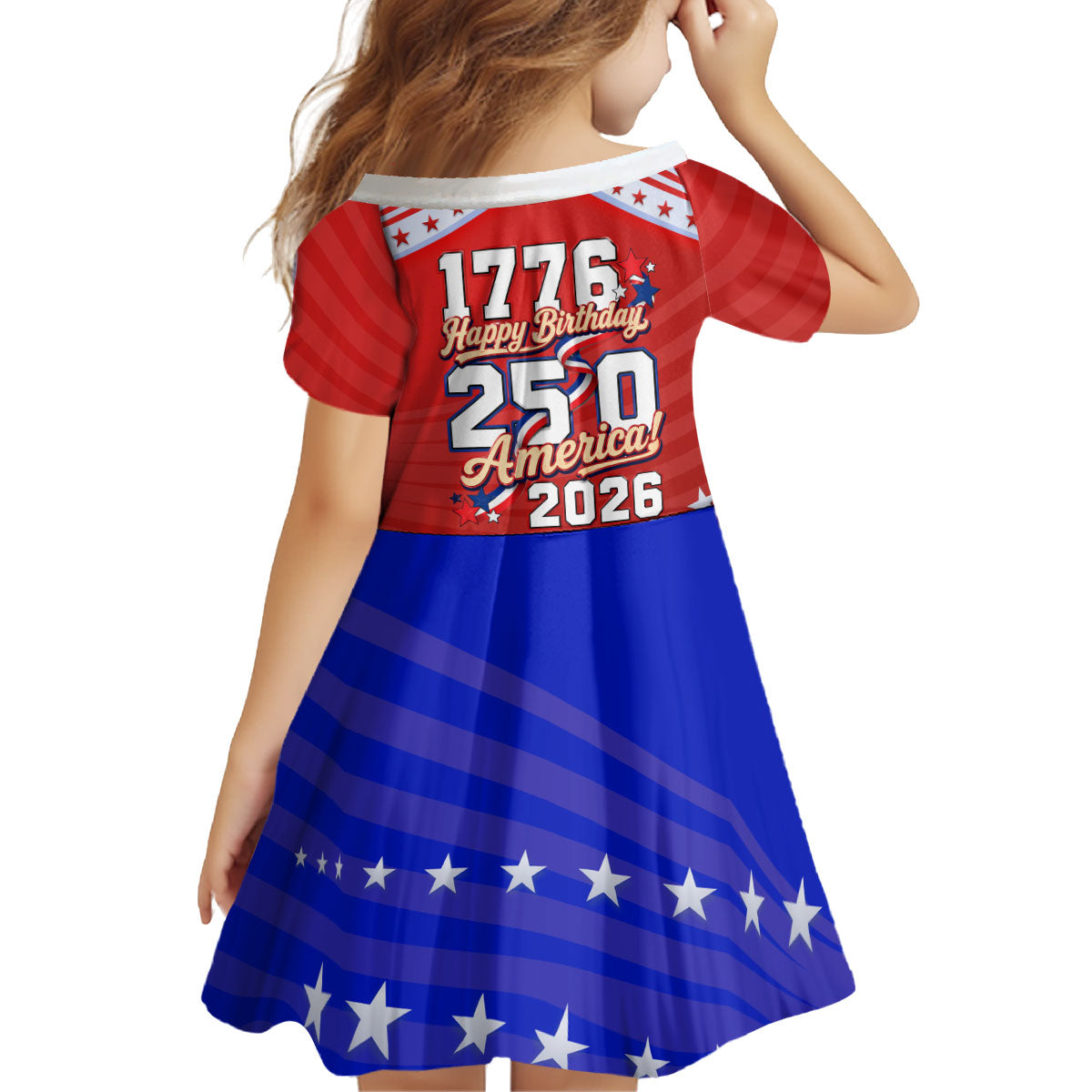 America Turns 250 I Turn 50 Kid Short Sleeve Dress Patriotic Eagle Flag Birthday Stars Stripes