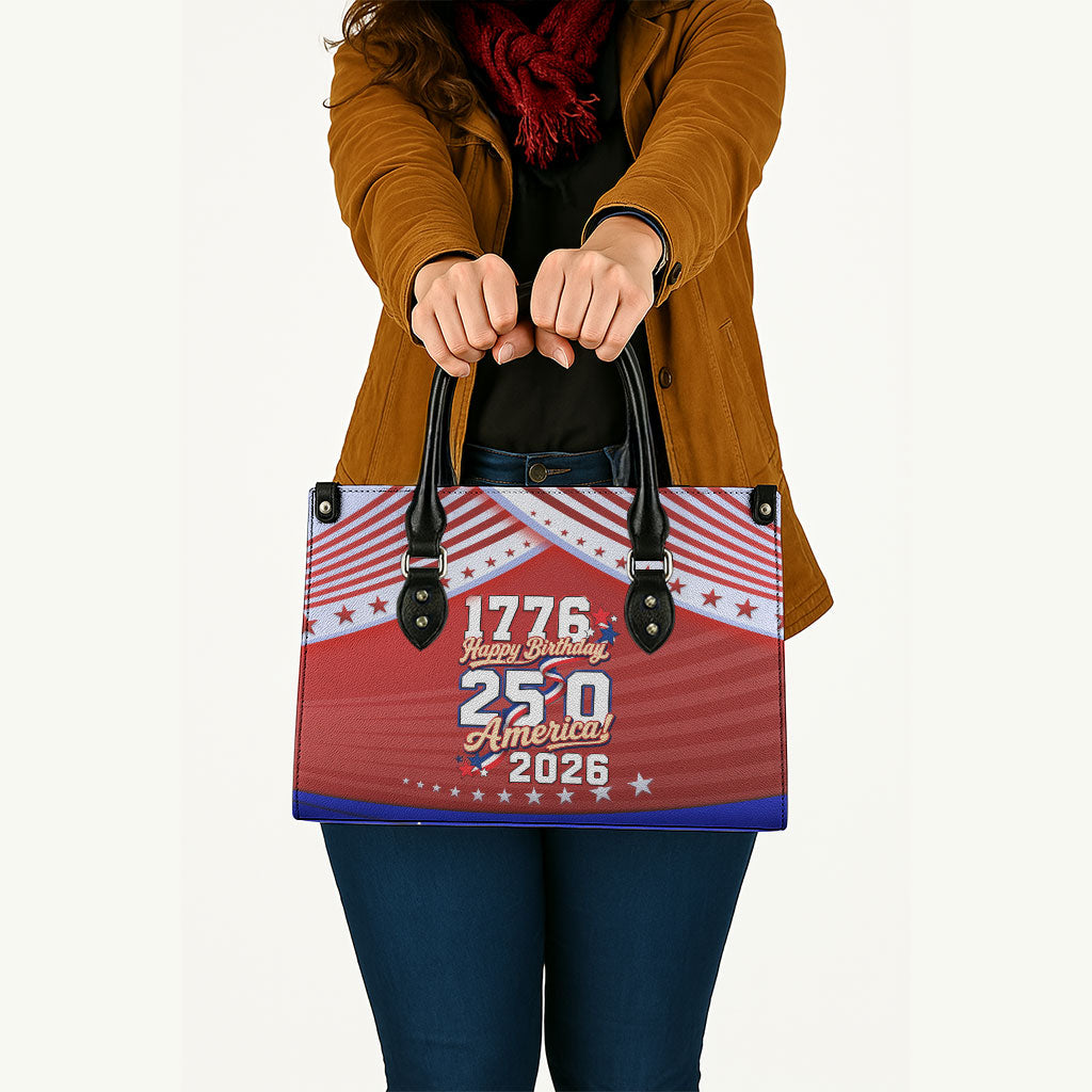 America Turns 250 I Turn 50 Leather Bag Patriotic Eagle Flag Birthday Stars Stripes