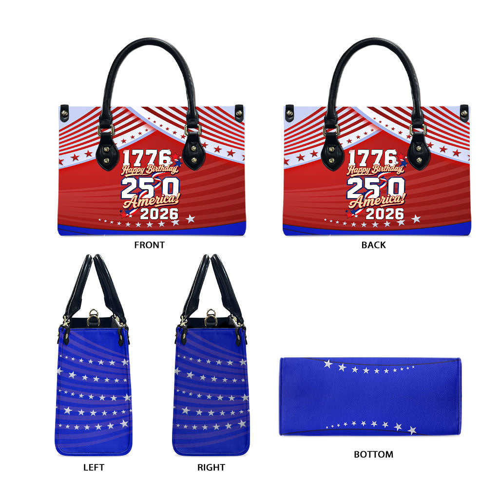 America Turns 250 I Turn 50 Leather Bag Patriotic Eagle Flag Birthday Stars Stripes