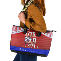 America Turns 250 I Turn 50 Leather Tote Bag Patriotic Eagle Flag Birthday Stars Stripes