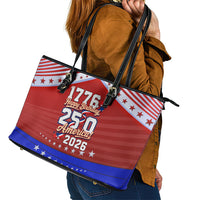 America Turns 250 I Turn 50 Leather Tote Bag Patriotic Eagle Flag Birthday Stars Stripes