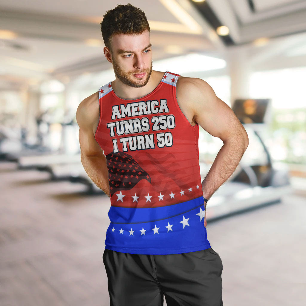 America Turns 250 I Turn 50 Men Tank Top Patriotic Eagle Flag Birthday Stars Stripes