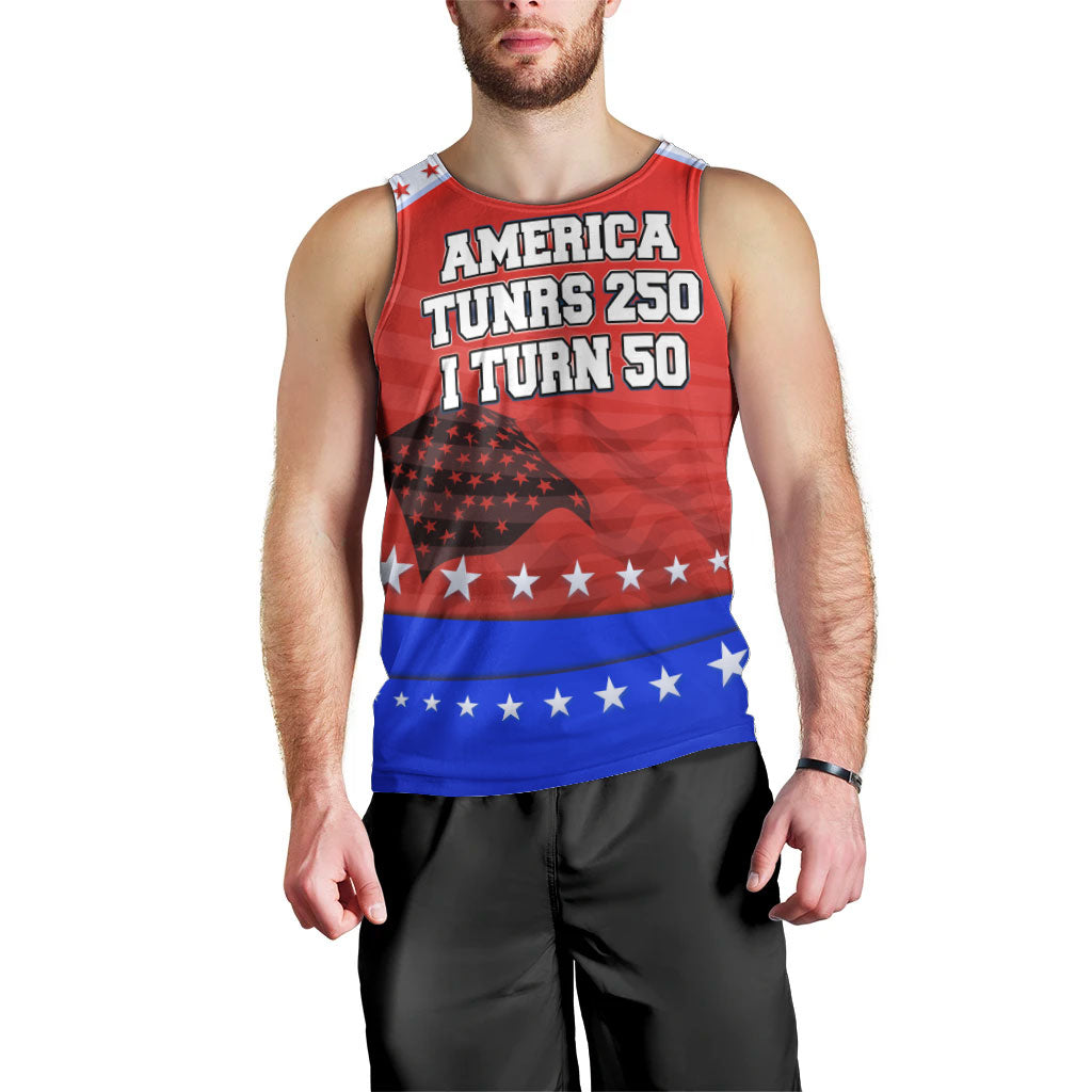 America Turns 250 I Turn 50 Men Tank Top Patriotic Eagle Flag Birthday Stars Stripes