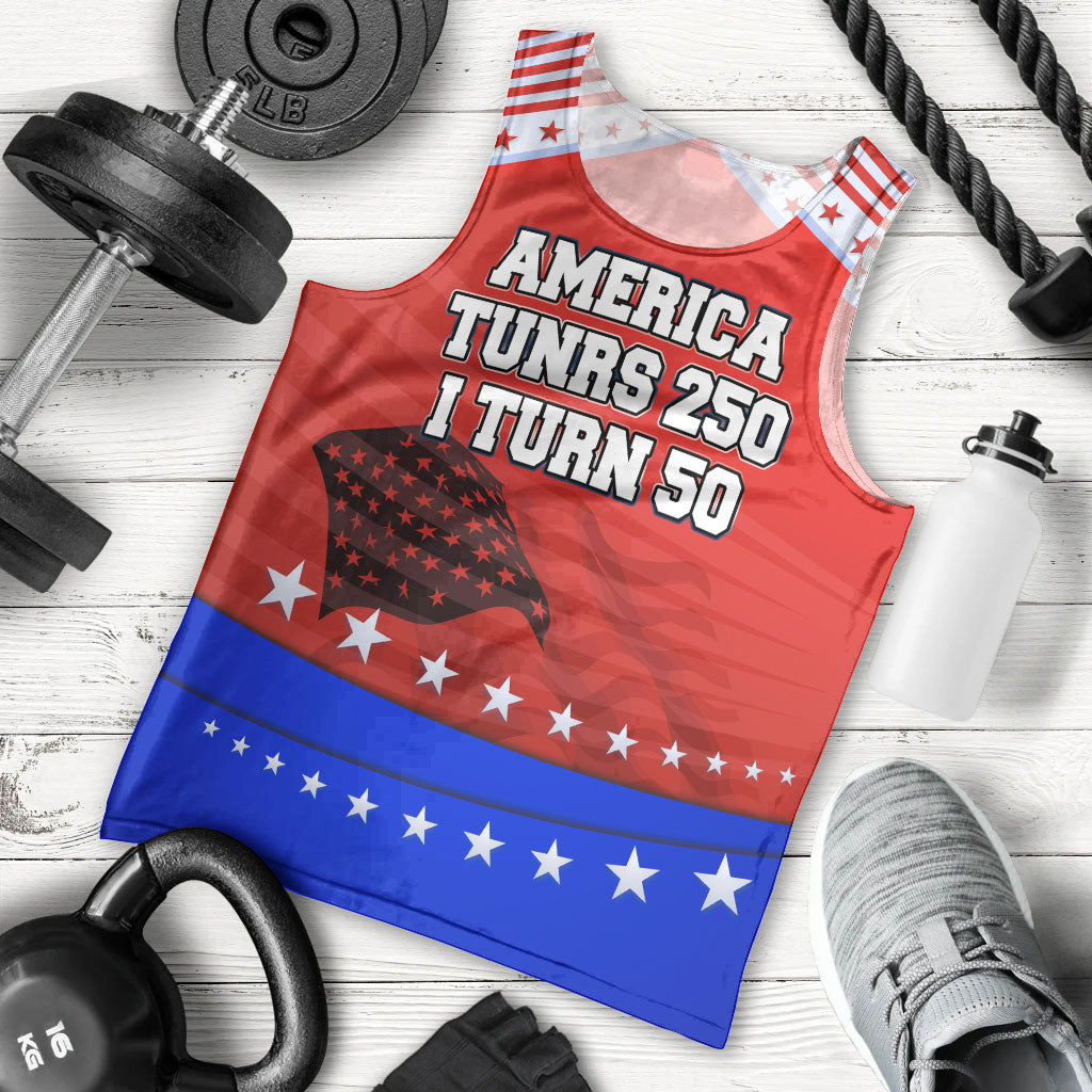 America Turns 250 I Turn 50 Men Tank Top Patriotic Eagle Flag Birthday Stars Stripes