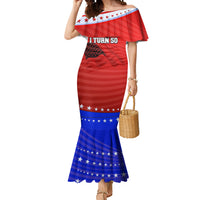 America Turns 250 I Turn 50 Mermaid Dress Patriotic Eagle Flag Birthday Stars Stripes