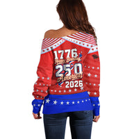 America Turns 250 I Turn 50 Off Shoulder Sweater Patriotic Eagle Flag Birthday Stars Stripes