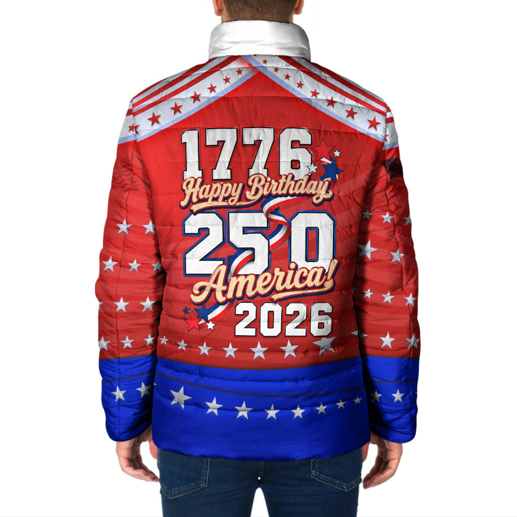 America Turns 250 I Turn 50 Padded Jacket Patriotic Eagle Flag Birthday Stars Stripes