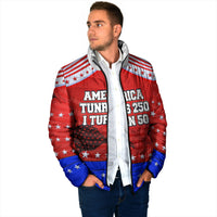 America Turns 250 I Turn 50 Padded Jacket Patriotic Eagle Flag Birthday Stars Stripes
