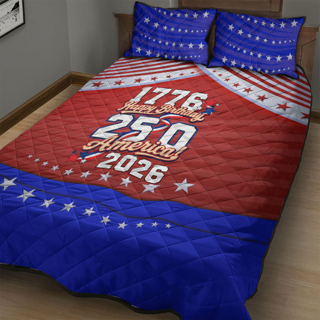 America Turns 250 I Turn 50 Quilt Bed Set Patriotic Eagle Flag Birthday Stars Stripes