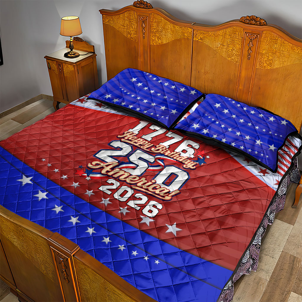 America Turns 250 I Turn 50 Quilt Bed Set Patriotic Eagle Flag Birthday Stars Stripes