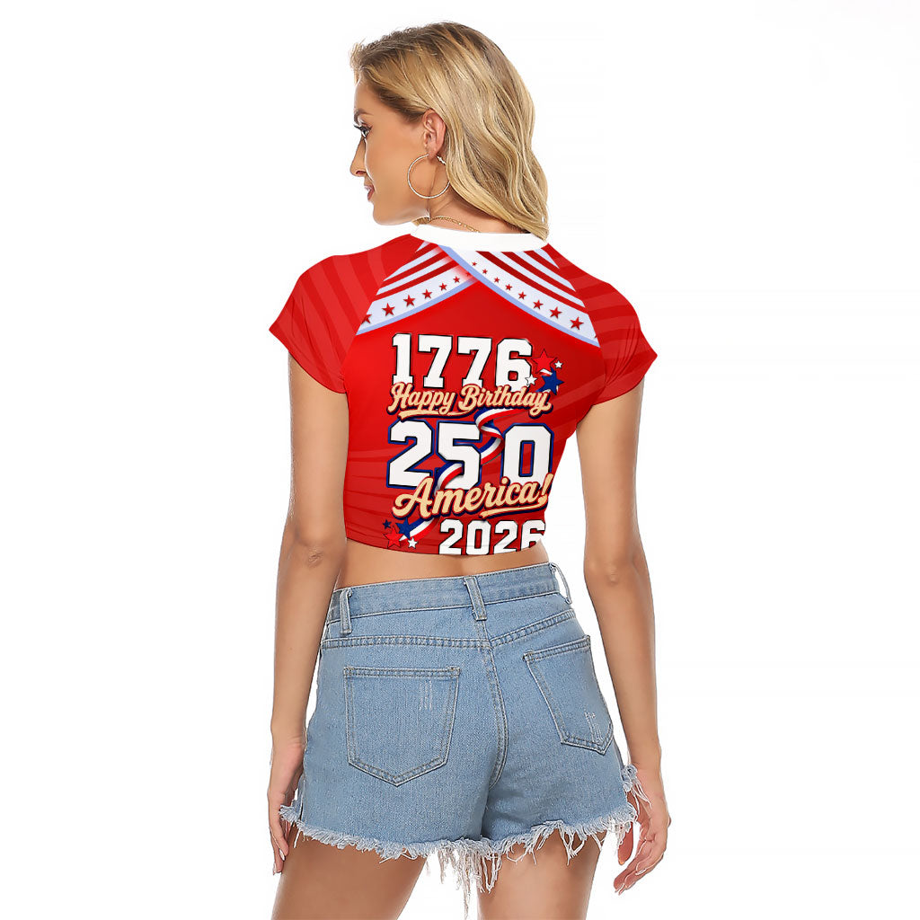 America Turns 250 I Turn 50 Raglan Cropped T Shirt Patriotic Eagle Flag Birthday Stars Stripes
