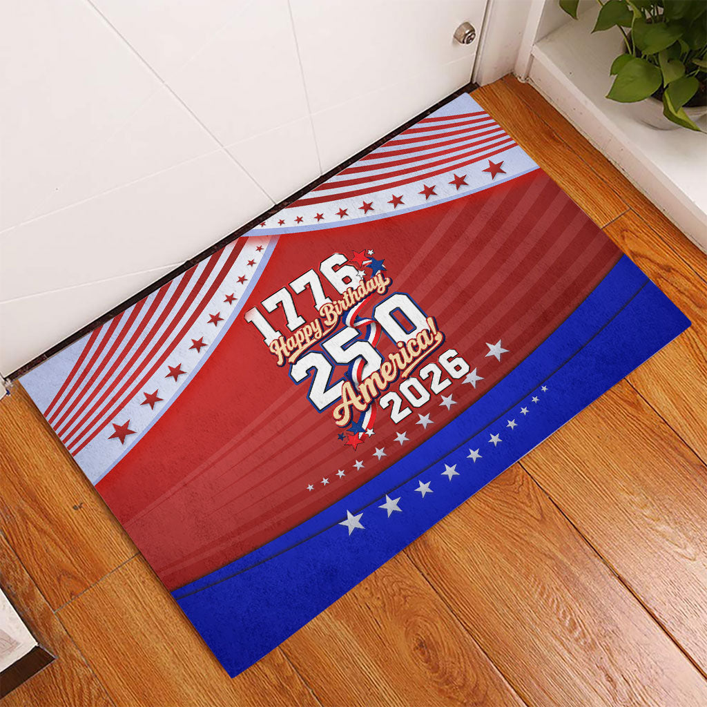 America Turns 250 I Turn 50 Rubber Doormat Patriotic Eagle Flag Birthday Stars Stripes