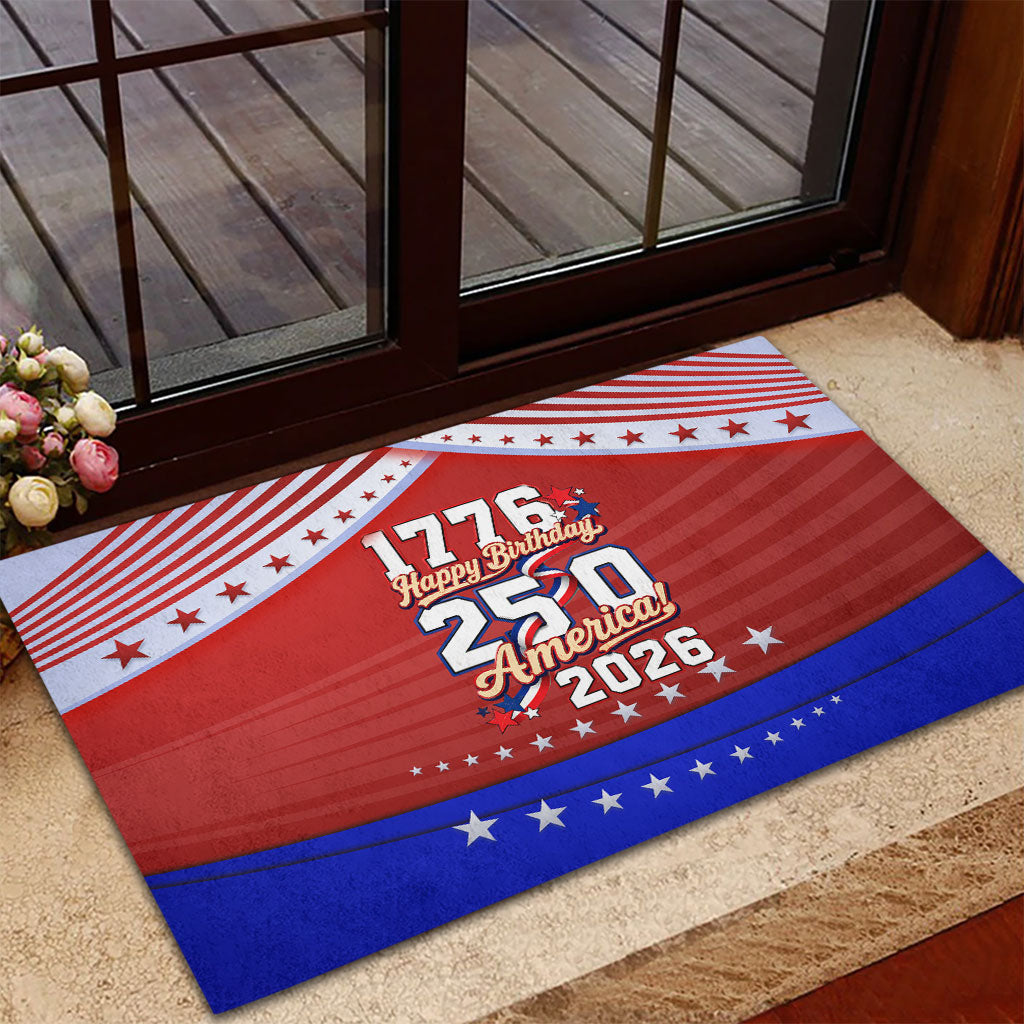 America Turns 250 I Turn 50 Rubber Doormat Patriotic Eagle Flag Birthday Stars Stripes