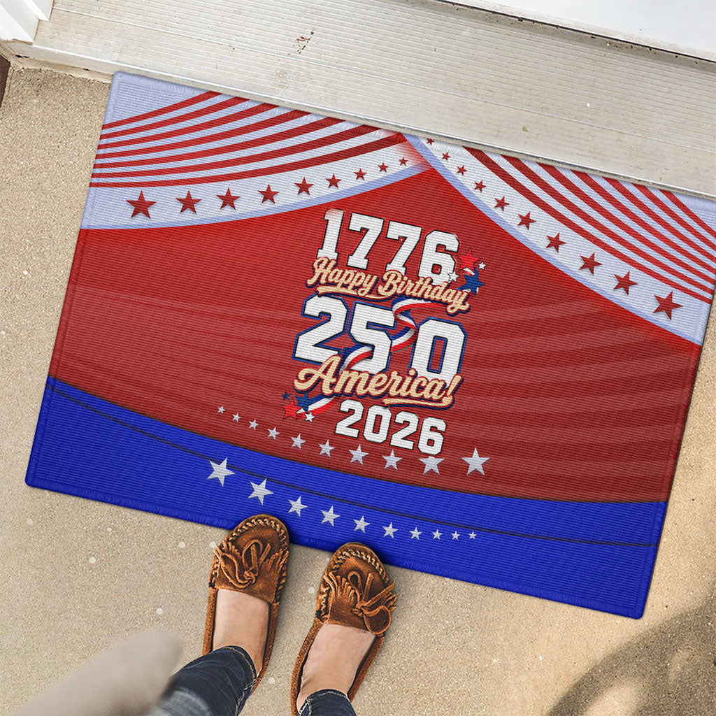 America Turns 250 I Turn 50 Rubber Doormat Patriotic Eagle Flag Birthday Stars Stripes