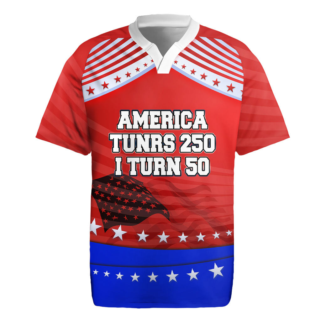 America Turns 250 I Turn 50 Rugby Jersey Patriotic Eagle Flag Birthday Stars Stripes