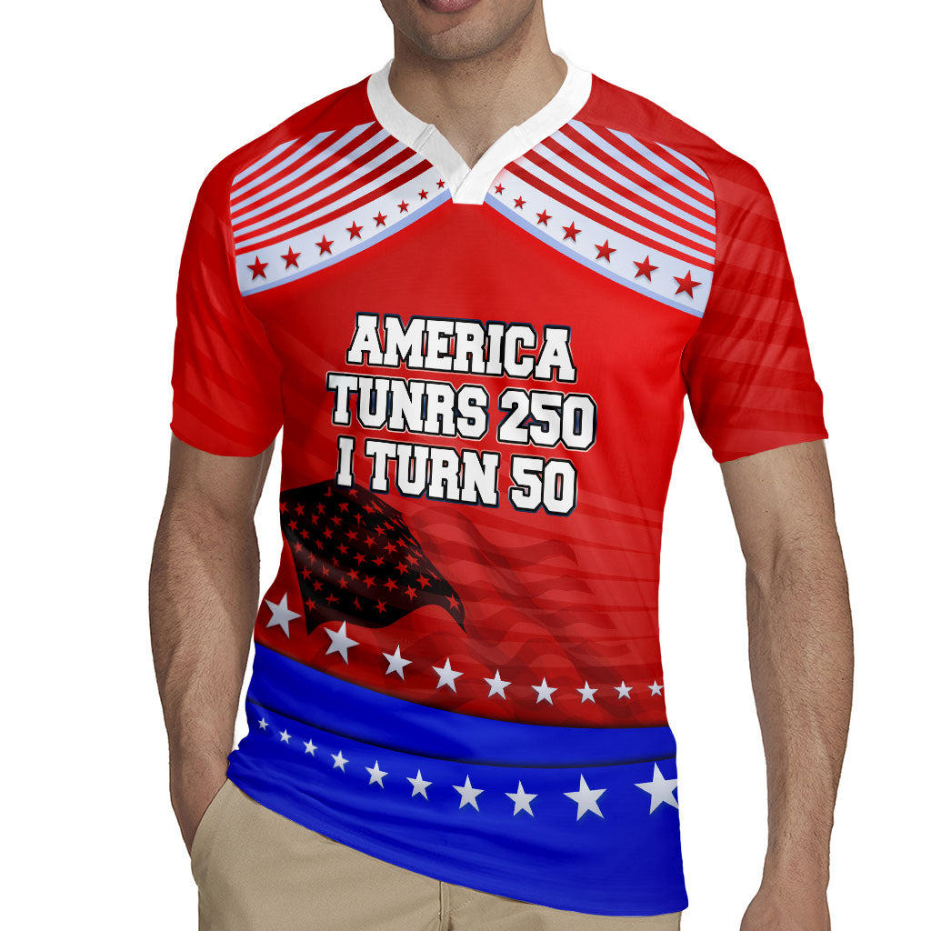 America Turns 250 I Turn 50 Rugby Jersey Patriotic Eagle Flag Birthday Stars Stripes
