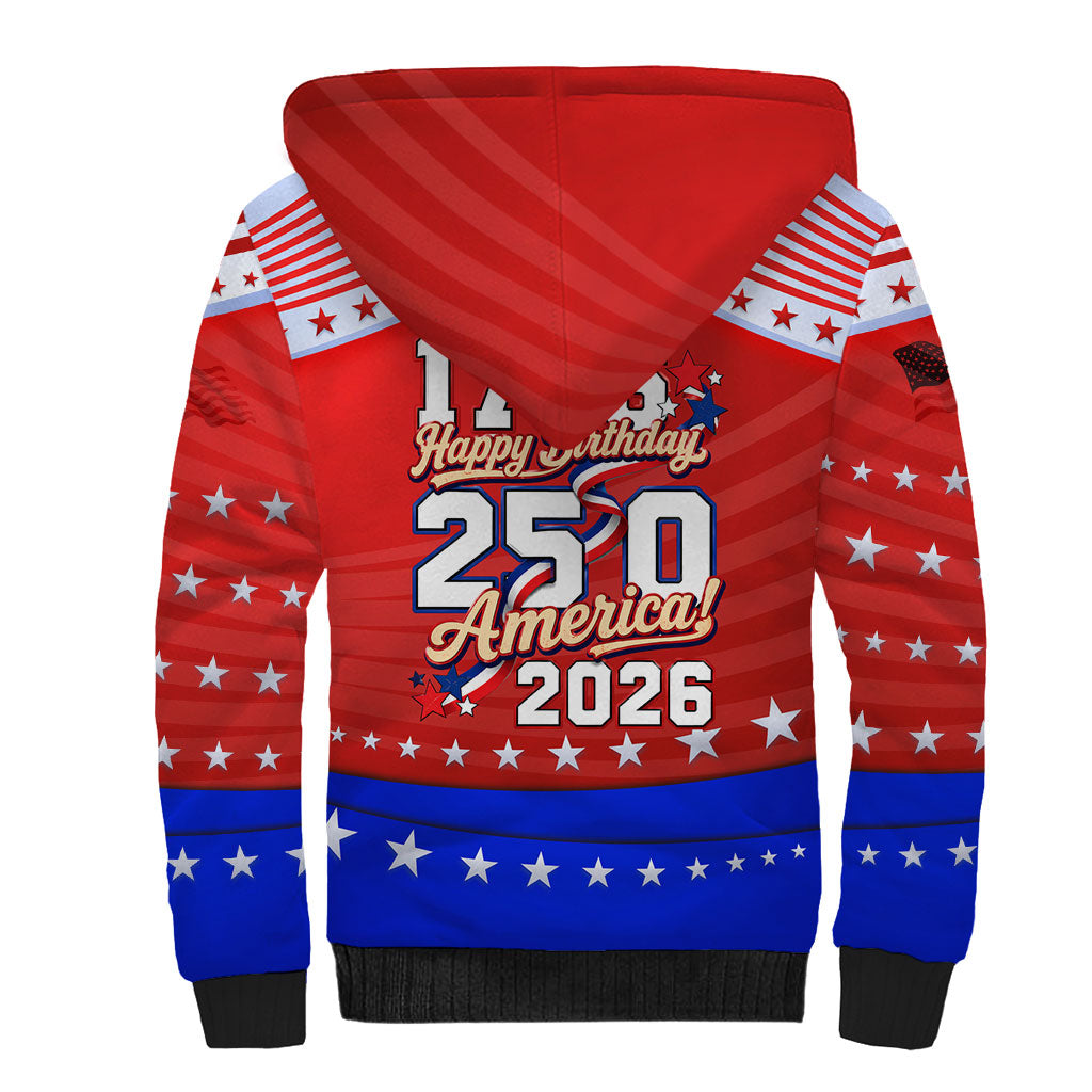 America Turns 250 I Turn 50 Sherpa Hoodie Patriotic Eagle Flag Birthday Stars Stripes